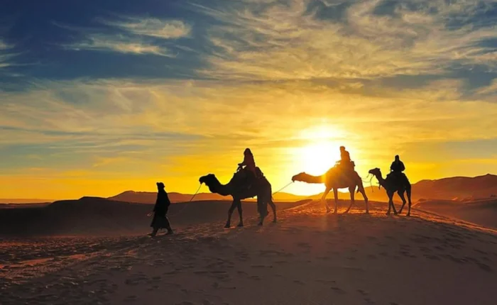 Sunset camel ride in Merzouga