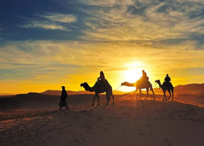 Sunset camel ride in Merzouga